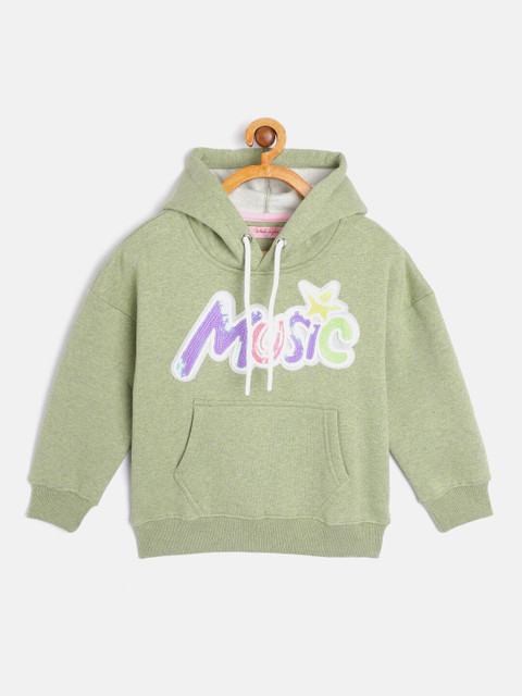 

White Snow Girls Olive Green & Purple Sequinned Hooded Sweatshirt
