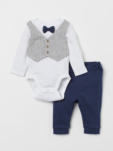 

H&M Boys 2 Piece Cotton Set, White