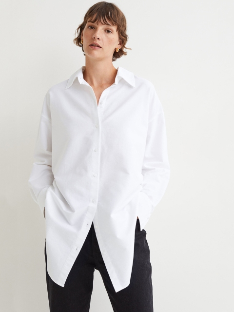 

H&M Women White Long Oxford Shirts