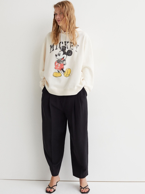 

H&M Women White & Red Mickey mouse Printed Motif-front Hoodie