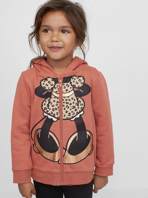 

H&M Girls Red Printed Zip-Through Hoodie
