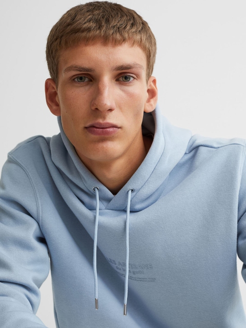

H&M Men Blue Solid Hooded Top