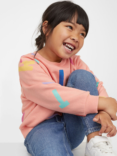 

H&M Girls Pink Printed Sweatshirt