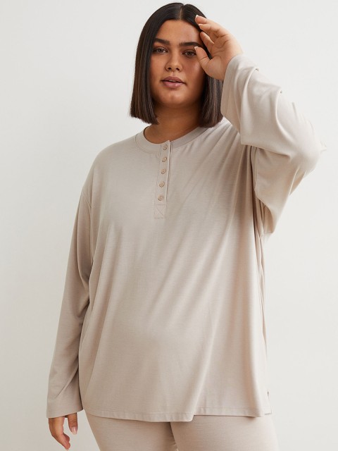 

H&M Woman Beige H&M+ Henley top