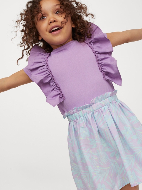 

H&M Girls Lavender Flounce Trimmed Cotton Top, Purple