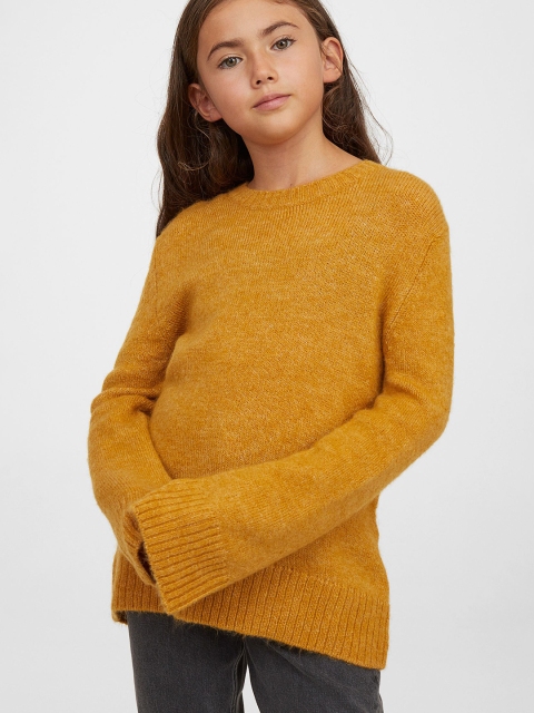 

H&M Girls Yellow Fine-knit wool-blend jumper