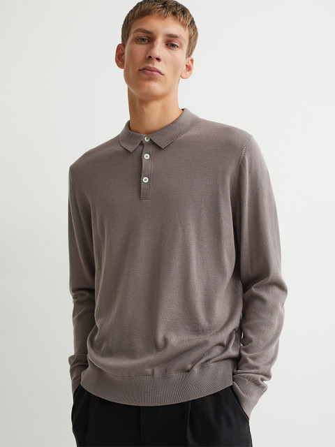 

H&M Men Grey Solid Merino Wool Jumper