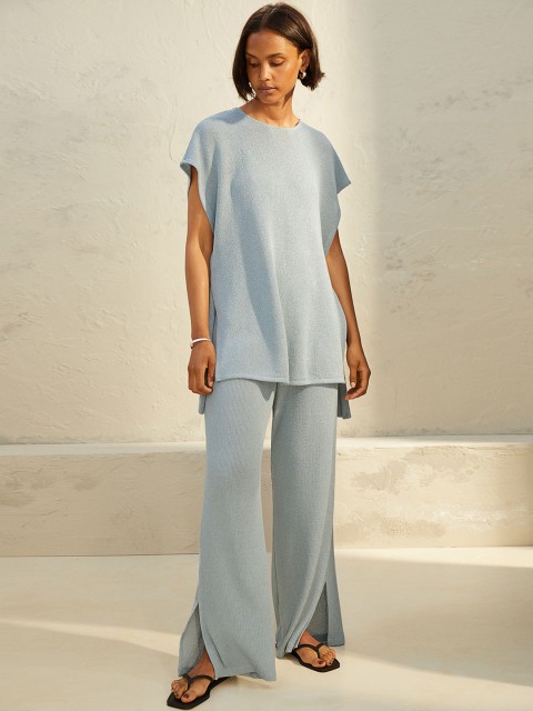 

H&M Women Turquoise Blue Knitted Trousers