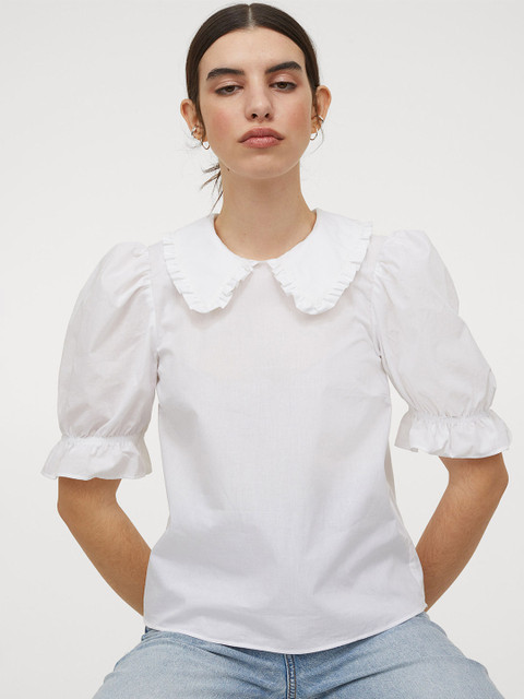 

H&M Women White Collared Blouse