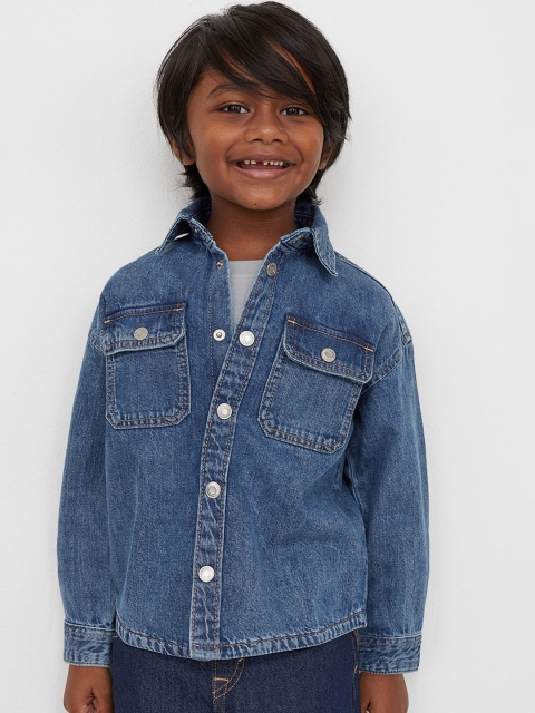 

H&M Boys Blue Solid Oversized Shirt Jacket