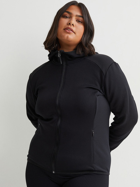 

H&M Women Black Solid Hooded Outdoor Jacket