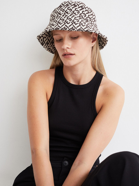 

H&M Women Off White & Brown Printed Bucket Hat