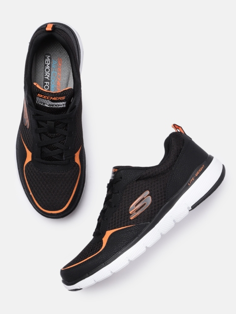 

Skechers Men Black Woven Design Sneakers