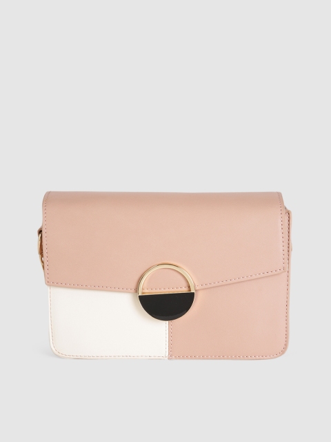 

Van Heusen Pink & White Colourblocked Structured Sling Bag