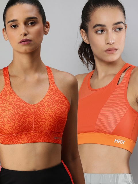 

HRX by Hrithik Roshan Pack of 2 Training Sports Bra, Orange