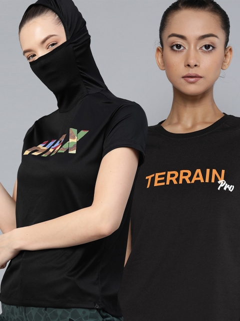 

HRX By Hrithik Roshan Women Pack of 2 Outdoor Tshirts, Black