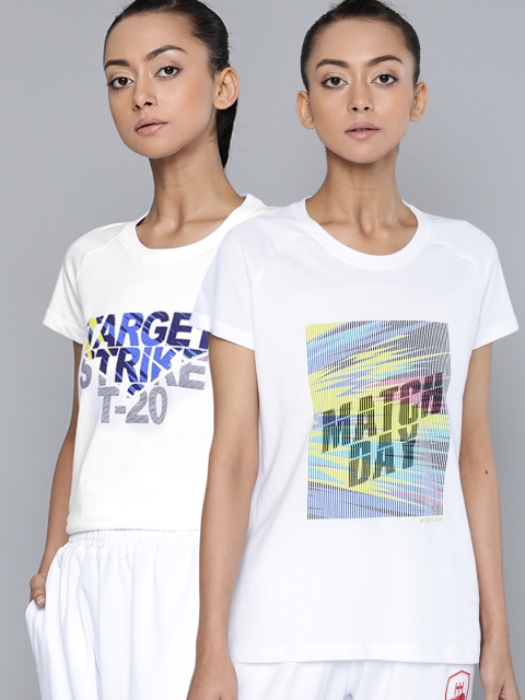 

HRX By Hrithik Roshan Women Pack of 2 Bio-Wash Cricket T-Shirt, White