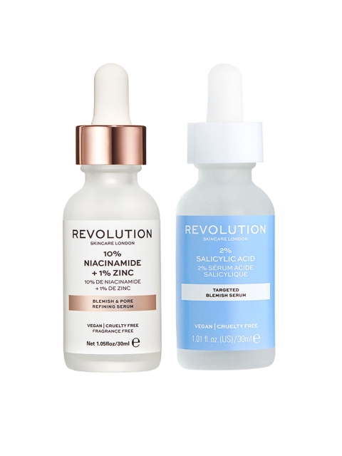

Makeup Revolution London Skincare Oily Skin Set of 2 Blemish Serums 60 ml, White