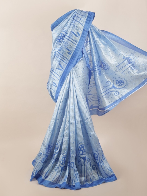 

Pothys Blue Ethnic Motifs Printed Saree