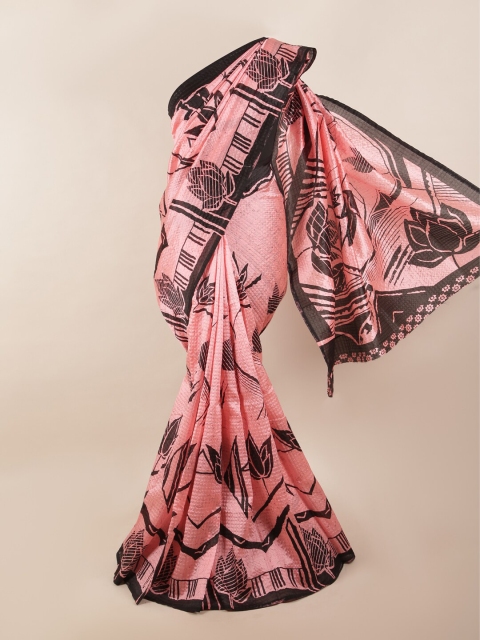 

Pothys Pink & Black Floral Saree