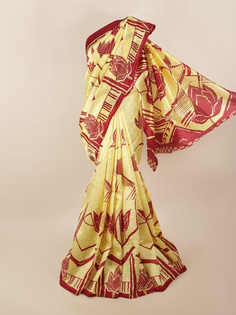 

Pothys Yellow & Maroon Floral Saree