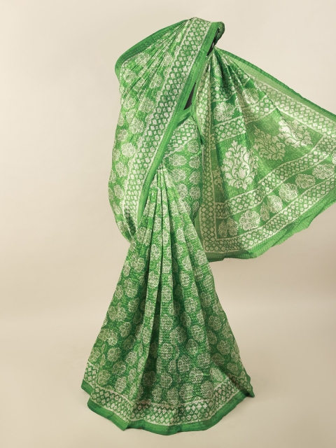 

Pothys Green & White Ethnic Motifs Saree