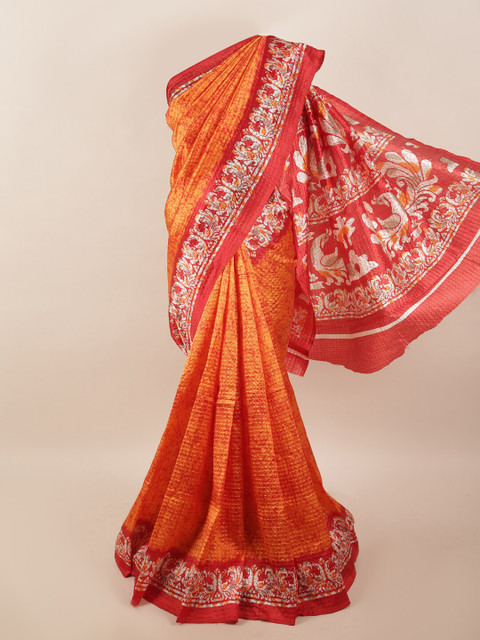 

Pothys Orange & White Ethnic Motifs Saree