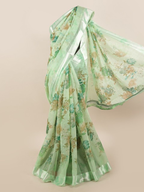 

Pothys Green & Brown Floral Saree
