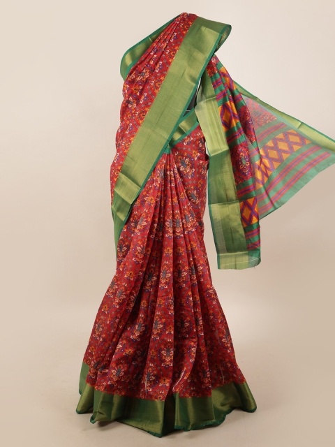 

Pothys Red & Green Ethnic Motifs Zari Saree