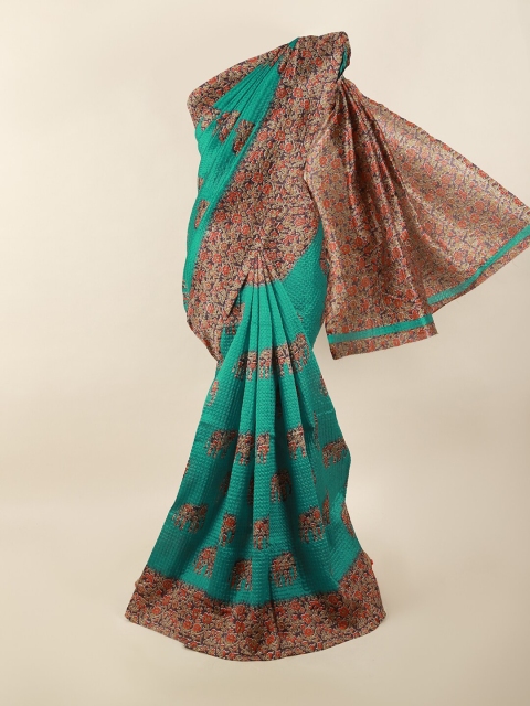 

Pothys Green & Brown Floral Printed Saree