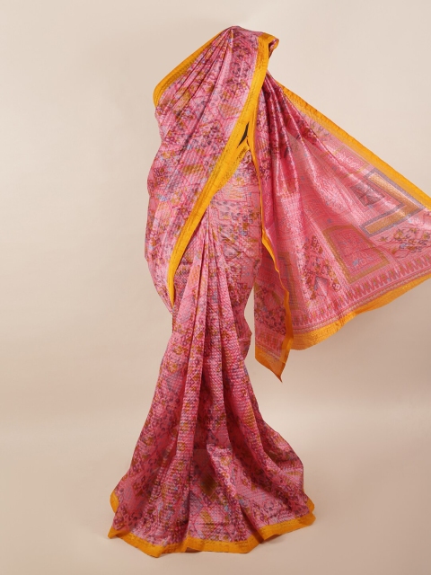 

Pothys Pink & Yellow Printed Saree