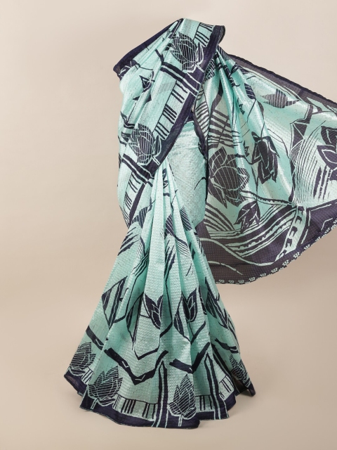 

Pothys Sea Green & Black Floral Printed Saree