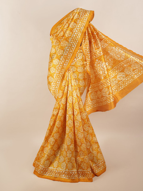 

Pothys Yellow & White Floral Printed Saree