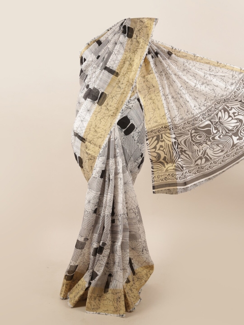 

Pothys White & Black Printed Saree