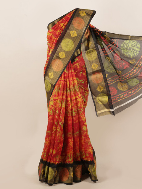 

Pothys Black & Red Printed Saree