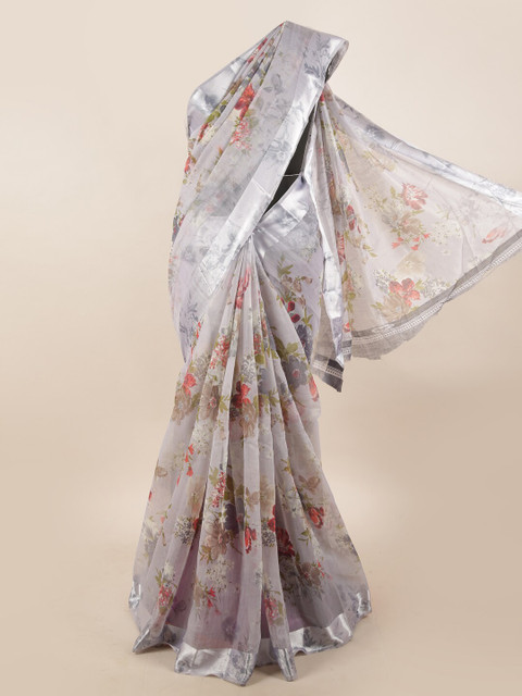 

Pothys Grey & Red Floral Printed Saree