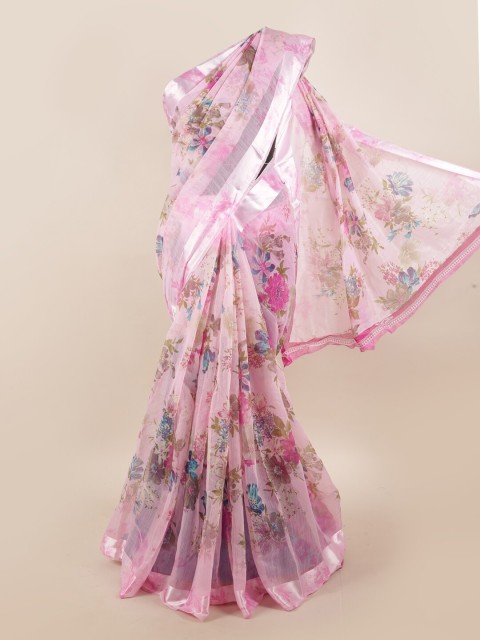 

Pothys Pink & Blue Floral Printed Saree