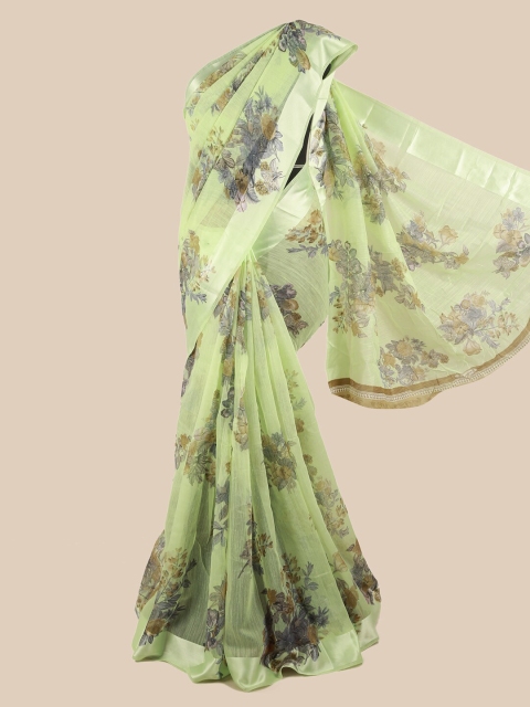 

Pothys Green & Brown Floral Printed Saree