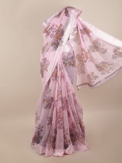 

Pothys Pink & Green Floral Printed Saree