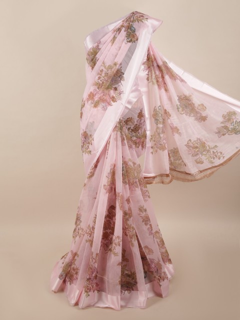 

Pothys Pink & Green Floral Printed Saree