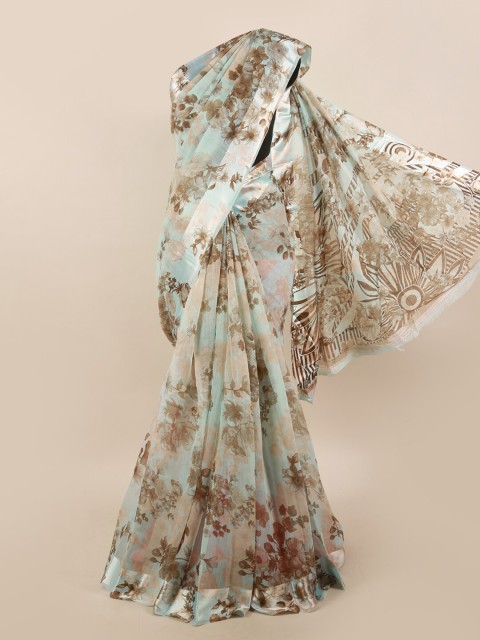 

Pothys Blue & Brown Floral Printed Saree