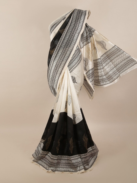 

Pothys White & Black Floral Printed Saree