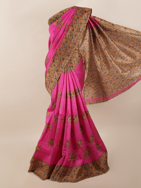 

Pothys Pink & Brown Floral Printed Saree