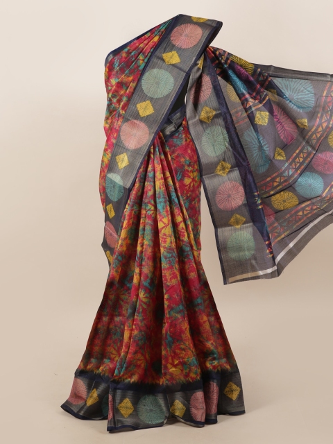 

Pothys Navy Blue & Multicoloured Printed Saree