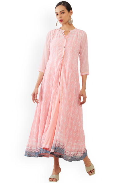 

Soch Women Pink Striped Georgette Anarkali Kurta