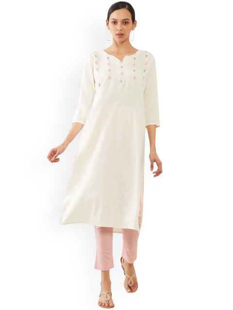 

Soch Women Off White Flared Sleeves Thread Work Kurta