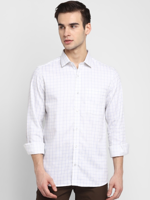 

Turtle Men White Slim Fit Grid Tattersall Checks Casual Shirt