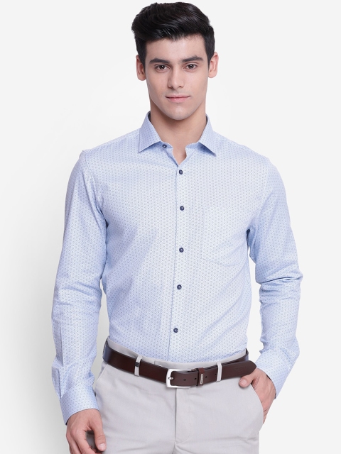 

Turtle Men Blue Slim Fit Opaque Printed Formal Shirt