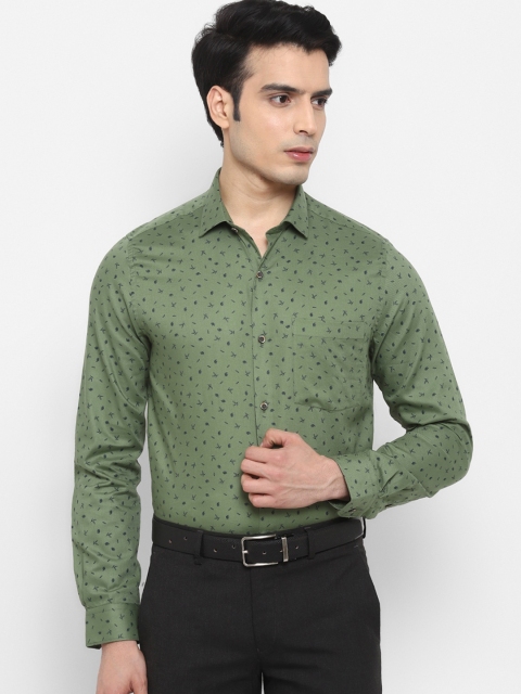 

Turtle Men Green & Blue Slim Fit Printed Formal Shirt