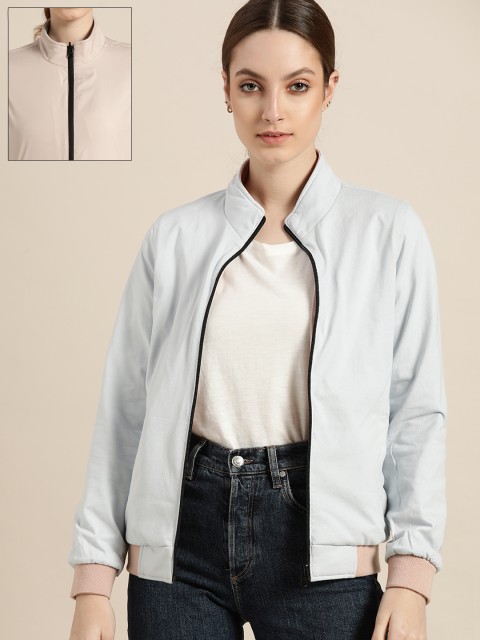 

ether Women Blue & Peach-Coloured Anti-Bacterial Reversible Bomber Jacket